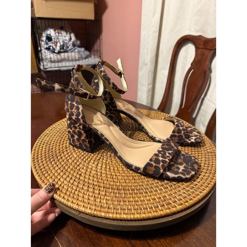 Kelly & Katie Marybel Leopard Print Block Heel‎ Sandals Brown Animal Print 11M